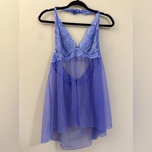 Victoria’s Secret Lace Halter Mini‎ Teddy Slip in Periwinkle - L